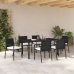 Conjunto de Comedor de Jardín de 7 Piezas Poliratán Negro