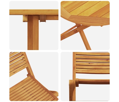 Juego de Bistro Plegable de 3 Piezas en Madera Maciza de Acacia