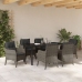 Juego de comedor de jardín de 7 piezas con cojines gris poliratán