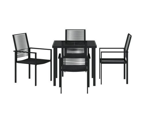 Juego de Comedor de Jardín de 5 piezas Negro Ratan de PVC