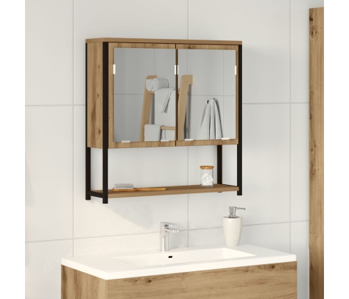 Armario Espejo de Baño  Roble Artesanal 60x16x60 cm Madera Elaborada