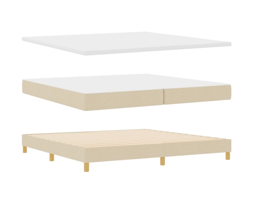 Cama con Base de Resortes con Colchón Crema 200x200 cm Tela