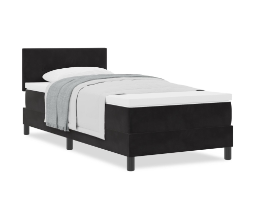 Cama con Somier y Colchón  Negra 100x200 cm de Terciopelo