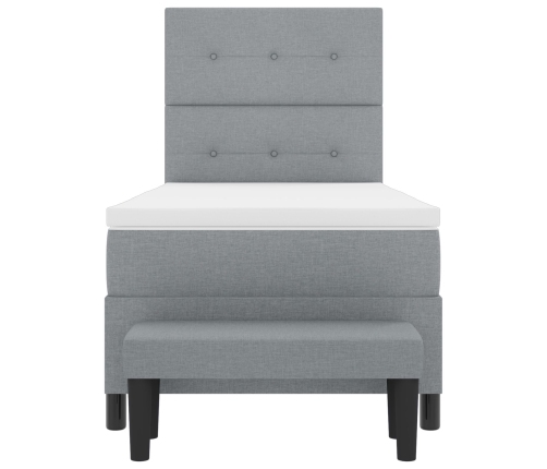Cama con somier  con colchón y banco gris claro 100x200 cm tela
