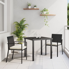 Juego de Comedor de Jardín  3 Piezas Negro Poliratán
