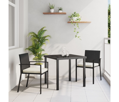 Juego de Comedor de Jardín  3 Piezas Negro Poliratán