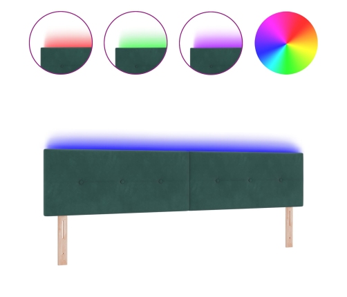Cabecera LED Cabecera con Botones Tapizados Verde Oscuro 100 cm Terciopelo