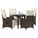Set de Comedor de Jardín de 5 Piezas de  con Cojines Marrón Poliratán