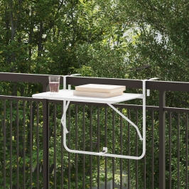 Mesa de Balcón Colgante  Plegable Blanca 60x40 cm Acero