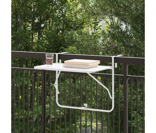 Mesa de Balcón Colgante  Plegable Blanca 60x40 cm Acero