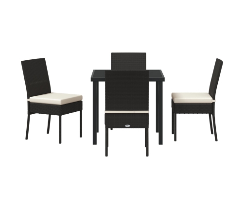 Conjunto de Comedor de Jardín  5 Piezas Negro Poliratán
