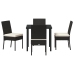 Conjunto de Comedor de Jardín  5 Piezas Negro Poliratán