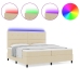 Cama con Box Spring y Colchón LED Crema 200x200 cm Tela