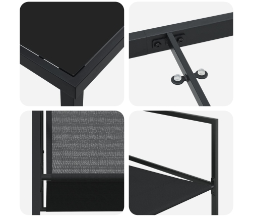 Juego de Comedor de Jardín de 9 Piezas Negro Textilene y Acero
