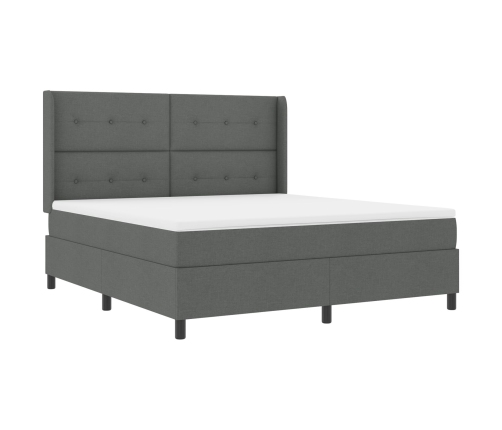 Cama con base caja  y colchón gris oscuro 180x200 cm tela
