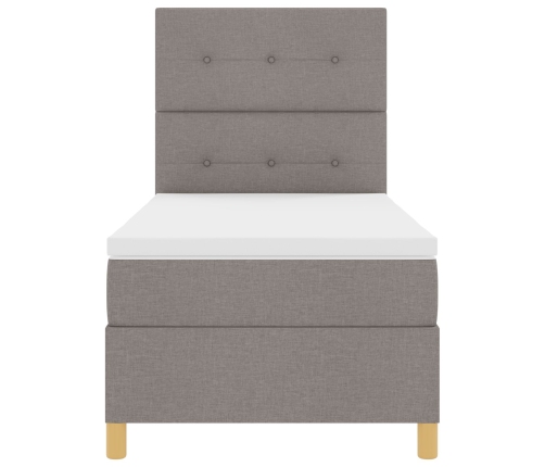 Cama Base Tapizada con Colchón Taupe 100x200 cm Tela