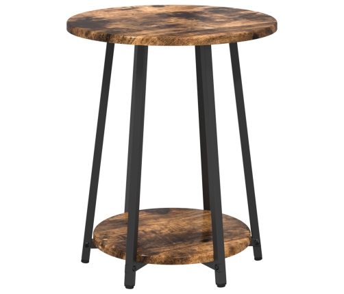 Mesa lateral  de 2 piezas en madera de roble ahumado y metal