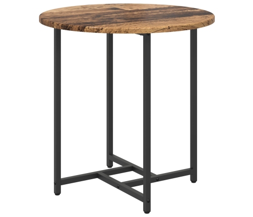 Mesa auxiliar de 2 piezas de madera antigua, madera de ingeniería y metal