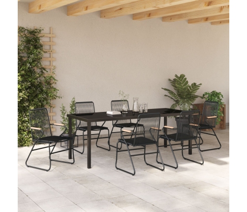 Conjunto de Comedor de Jardín de 7 Piezas  Negro Rattan PVC