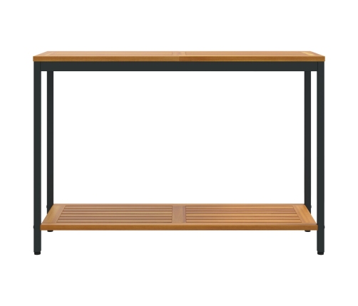 Mesa de Exterior  Natural y Negra 35x110x75 cm de Madera Sólida y Acero