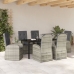 Conjunto de Comedor de Jardín de 7 Piezas con Cojines de Poliratán Gris
