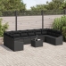 Conjunto de Sofá de Jardín  Set de 11 Negro Poliratán y tela