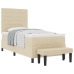 Cama con Base  con Colchón y Banco Beige 90x200 cm Tela