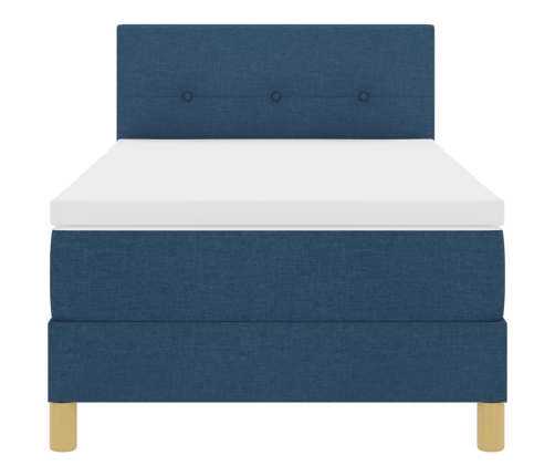 Cama Box Spring con Colchón Azul 100x200 cm Tela