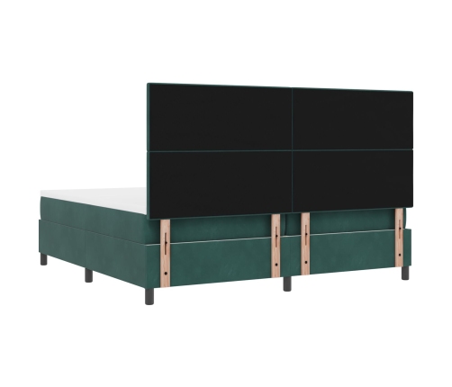 Cama Box Spring con Colchón Verde Oscuro 200x200 cm Terciopelo
