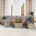 Set de Comedor de Jardín de 9 Piezas con Cojines Beige Ratán Polimérico Acacia