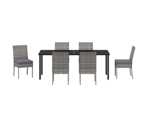 Conjunto de Comedor de Jardín  de 7 Piezas Gris Poliratán