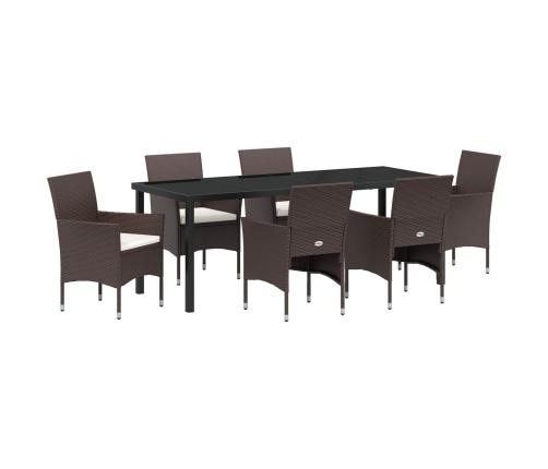 Set de Comedor de Jardín de 7 Piezas en Marrón Poliratán