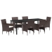 Set de Comedor de Jardín de 7 Piezas en Marrón Poliratán