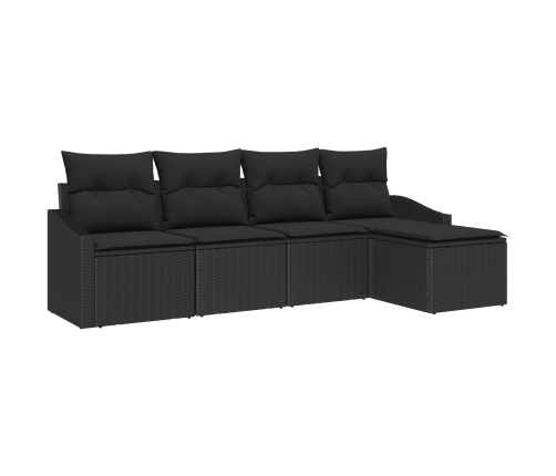 Set de Sofá de Jardín Juego de 5 Negro Ratán, Acero