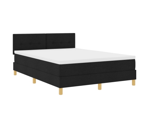 Cama con Base de Muelles  con Colchón Negra 140x200 cm Tela