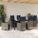 Set de Comedor de Jardín de 7 Piezas con Cojines Negros de Poliratán