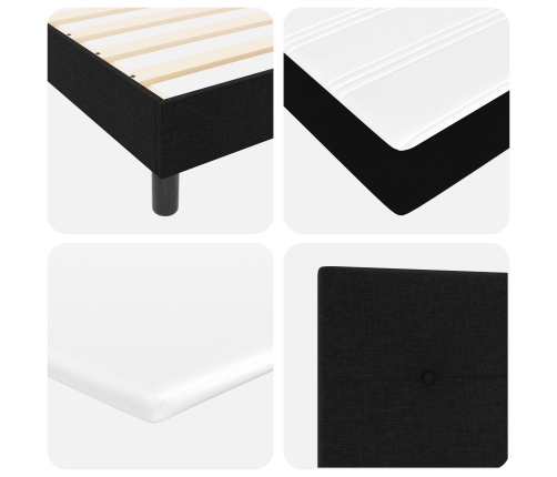 Estructura de Cama  con Colchón Negro y Blanco Tela 90 x 200 cm