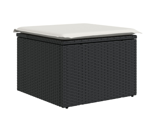 Set de Comedor de Jardín de 6 Piezas con Cojines Negras de Rattan de Poliéster