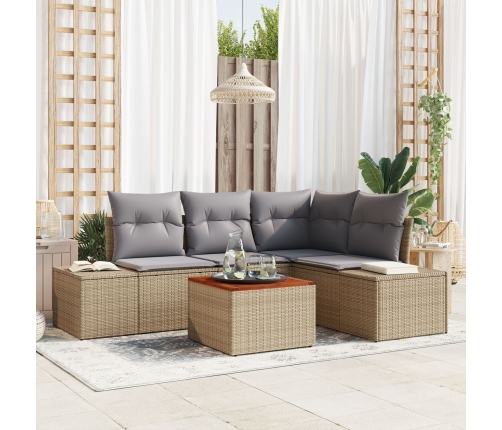 Juego de Sofás de Jardín 5 Piezas Beige y Gris