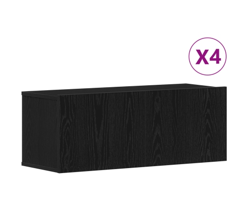 Conjunto de 4 piezas de gabinete de TV de pared de  en madera de roble negro