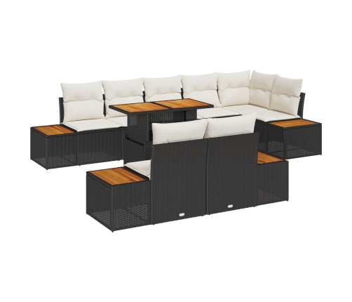 Conjunto de Sofás de Jardín  Conjunto de 9 Beige Ratán, Tela, Metal