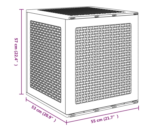 Caja de Almacenamiento Jardín Gris Claro 55x53x57 cm PP