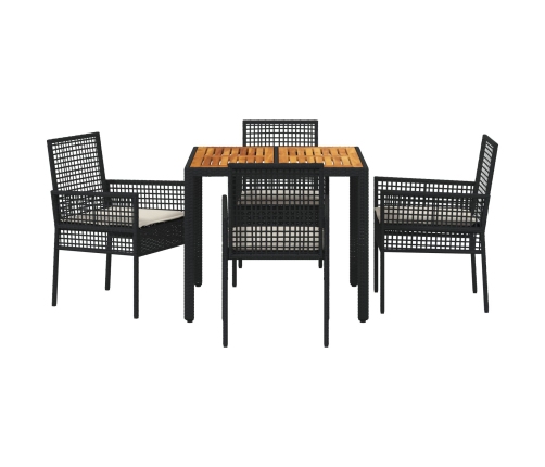 Juego de Comedor Set de 4 Negro Metal, Ratán Duradero