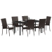 Juego de Comedor de Jardín de 7 Piezas Marrón Ratán PE