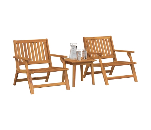 Sillas de Jardín  con Mesa 3 pcs de Madera Sólida de Acacia