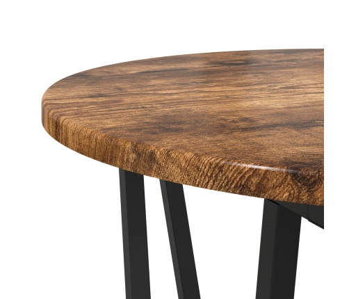 Mesa Auxiliar 2 Pzs de Roble Ahumado con Madera Ingenierizada y Metal