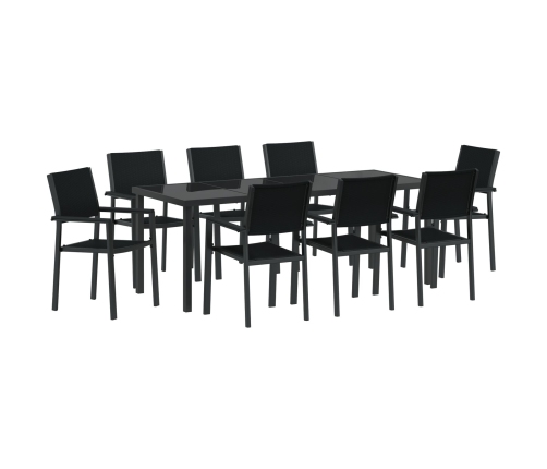 Juego de Comedor de Jardín  de 9 piezas Negro Poly Ratán