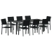 Juego de Comedor de Jardín  de 9 piezas Negro Poly Ratán