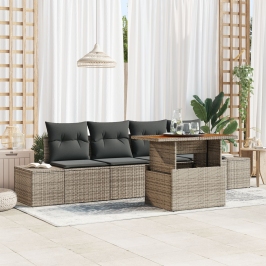 Conjunto de Sofá de Jardín  Set de 5 Gris, Marrón (Ratan)