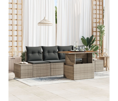 Conjunto de Sofá de Jardín  Set de 5 Gris, Marrón (Ratan)